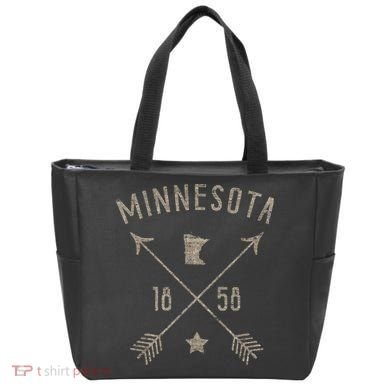 Vintage Minnesota Distressed Home State Map Boho Arrows Tote Bag