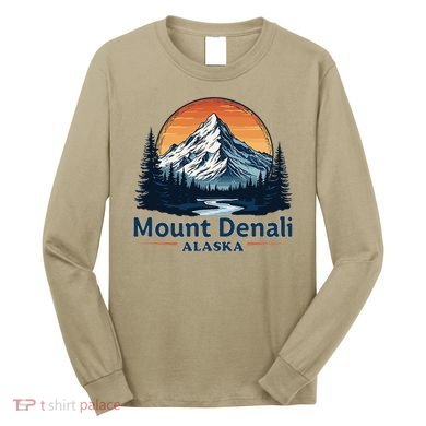 Vintage Mt. Denali National Park Alaska Mountain Souvenir Long Sleeve Shirt