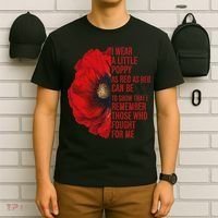 Veterans Memorial Day We Never Forget Red Poppy Flower Usa T-Shirt thumb 6