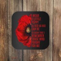 Veterans Memorial Day We Never Forget Red Poppy Flower Usa Coaster thumb 0