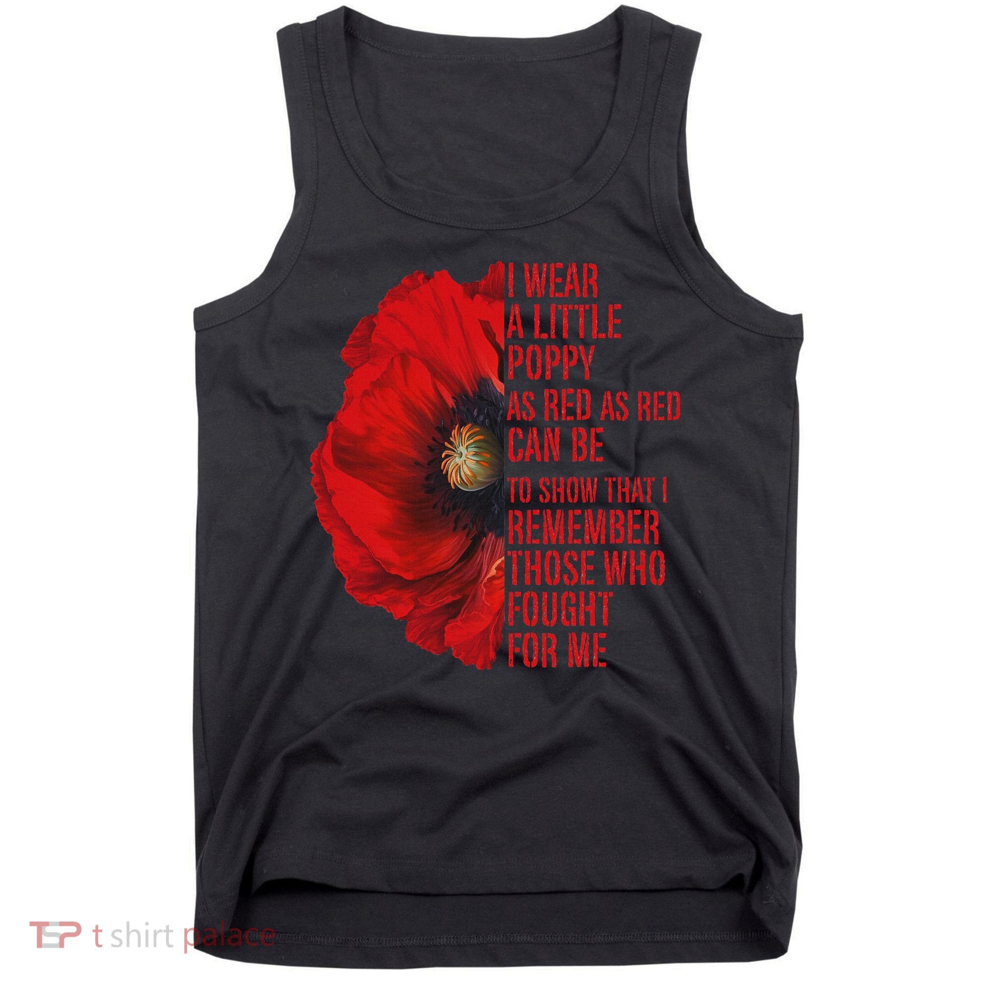 Veterans Memorial Day We Never Forget Red Poppy Flower Usa Tank Top