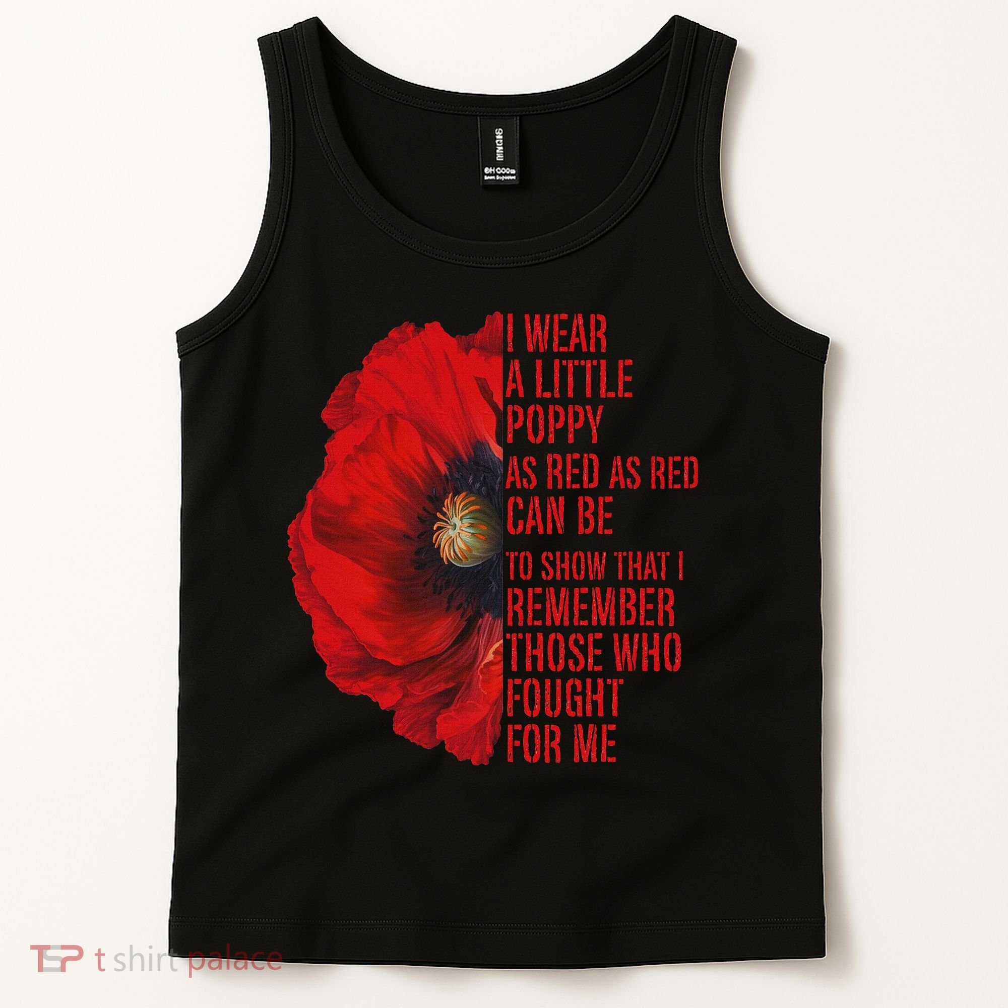 Veterans Memorial Day We Never Forget Red Poppy Flower Usa Tank Top