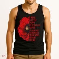 Veterans Memorial Day We Never Forget Red Poppy Flower Usa Tank Top thumb 3