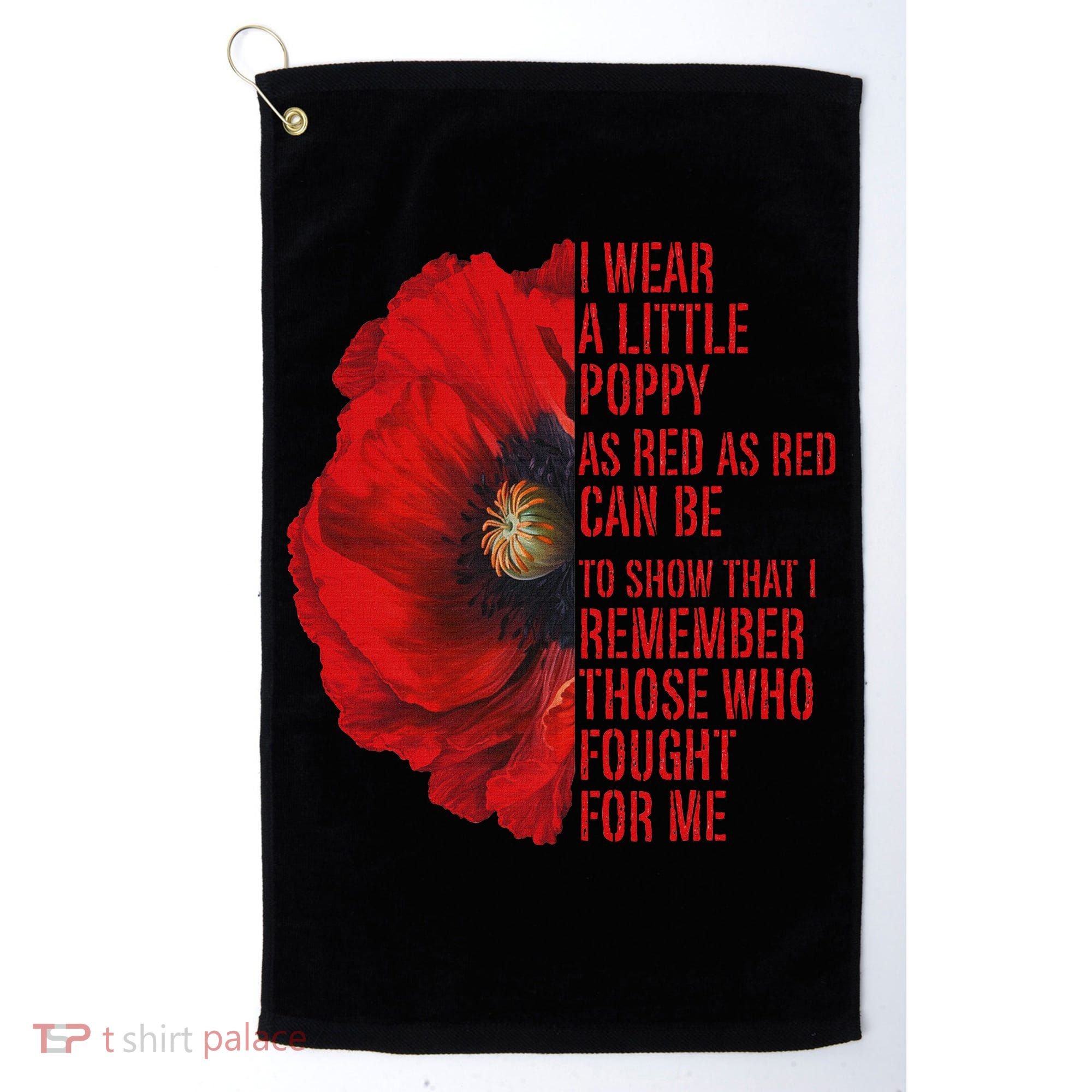 Veterans Memorial Day We Never Forget Red Poppy Flower Usa Golf Towel