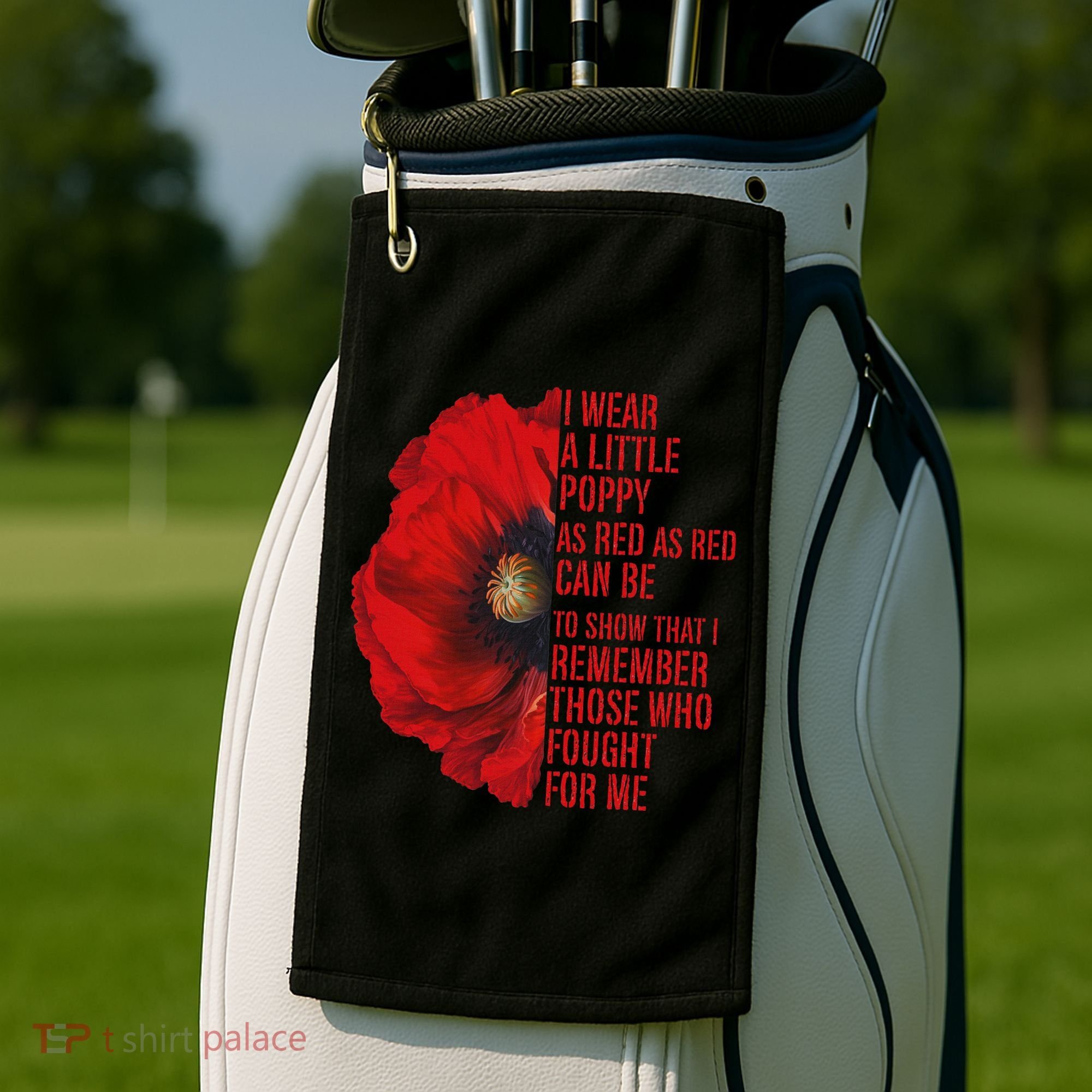Veterans Memorial Day We Never Forget Red Poppy Flower Usa Golf Towel