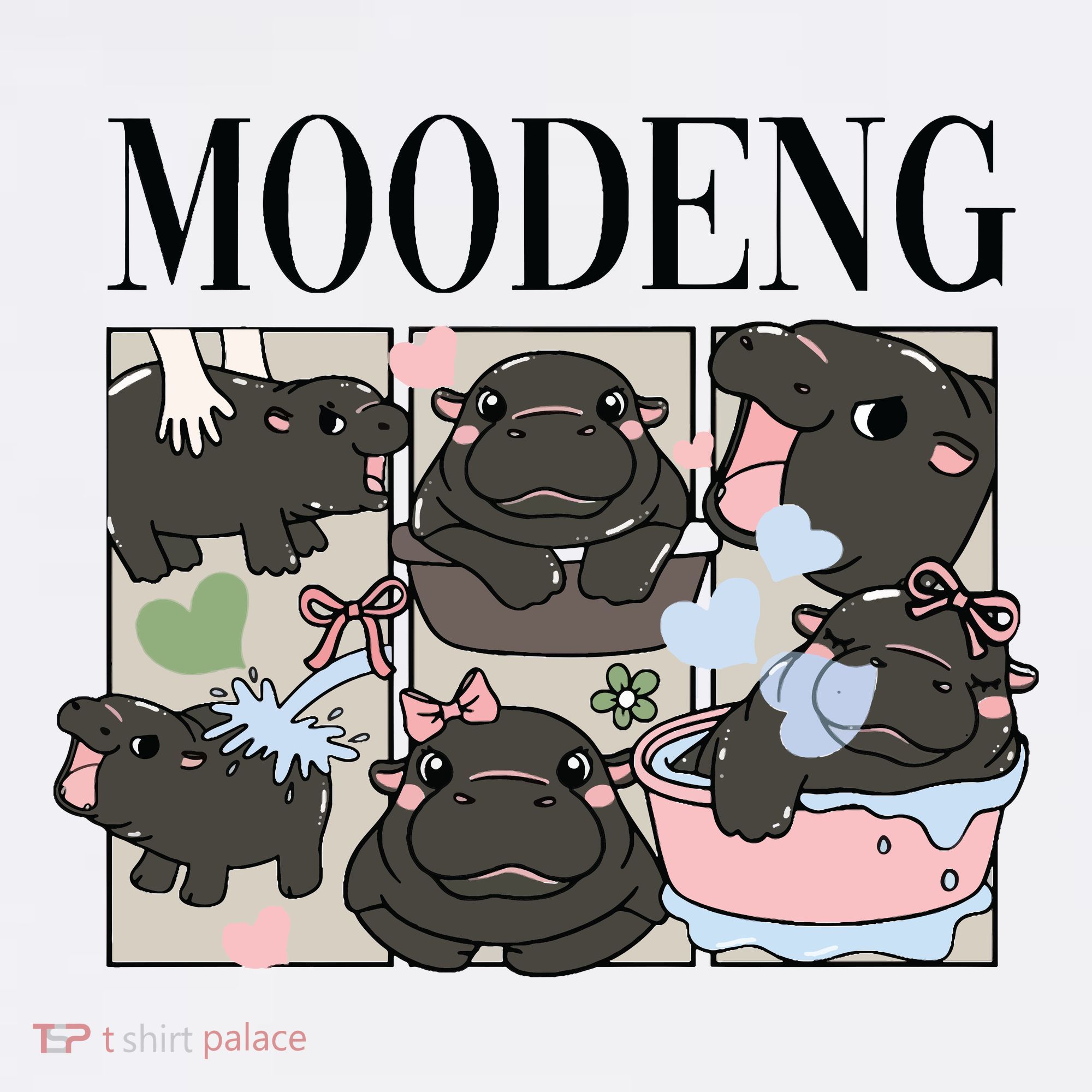 Vintage Moo Deng Bootleg Rap I Love Moo Deng Hippo Lover T-Shirt