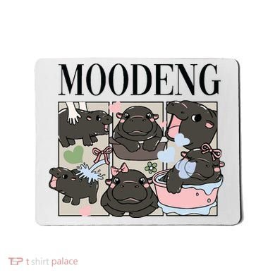 Vintage Moo Deng Bootleg Rap I Love Moo Deng Hippo Lover Mousepad