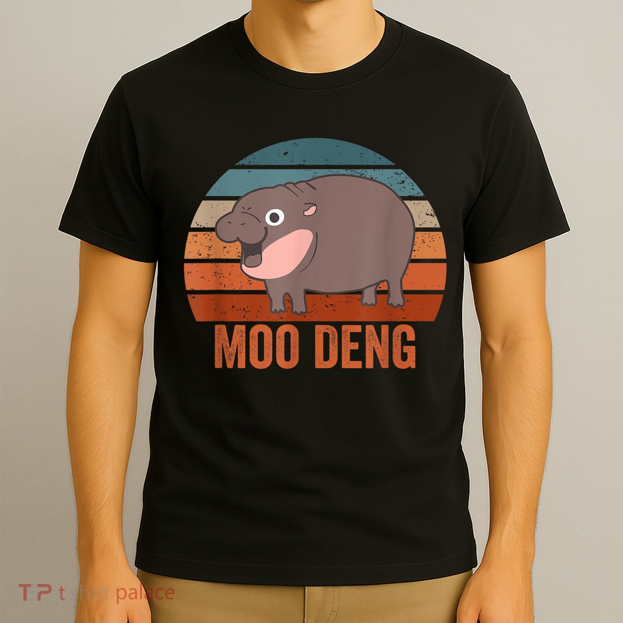 Vintage Moo Deng Baby Hippo Funny Zoo Baby Hippo Gift T-Shirt