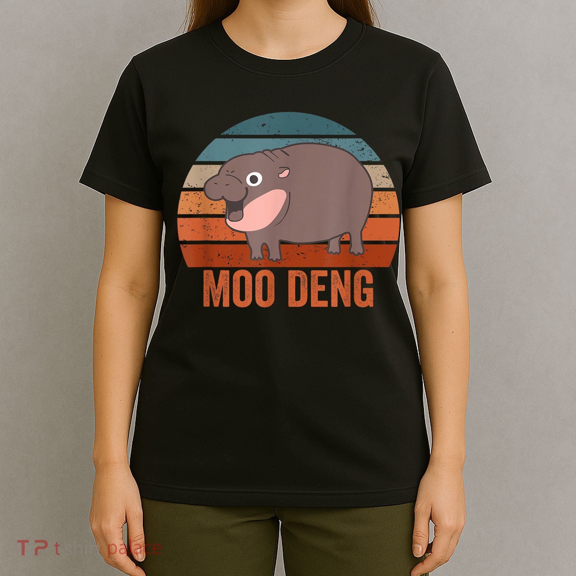 Vintage Moo Deng Baby Hippo Funny Zoo Baby Hippo Gift T-Shirt