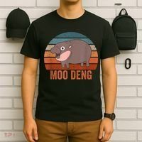 Vintage Moo Deng Baby Hippo Funny Zoo Baby Hippo Gift T-Shirt thumb 6