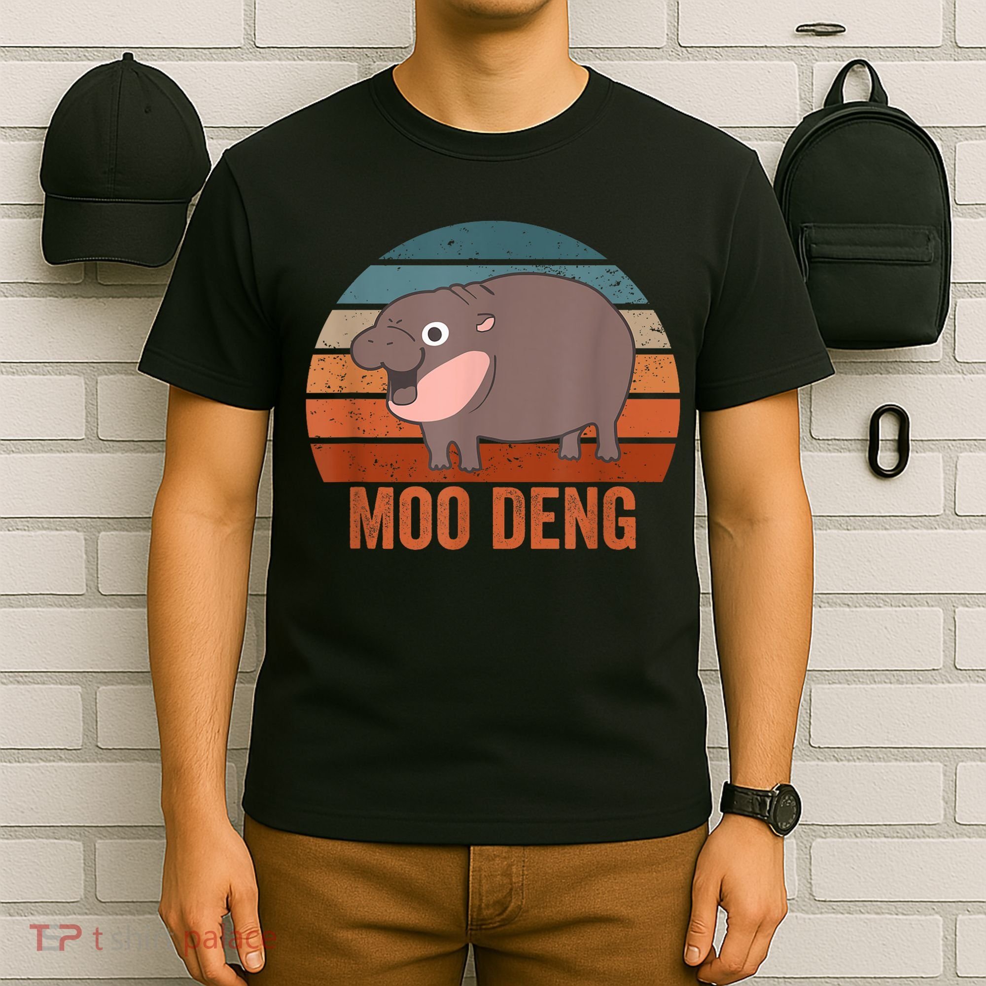 Vintage Moo Deng Baby Hippo Funny Zoo Baby Hippo Gift T-Shirt