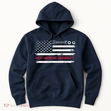 Vintage Mechanical Engineer American Flag Engineering Hoodie