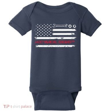 Vintage Mechanical Engineer American Flag Engineering Baby Bodysuit