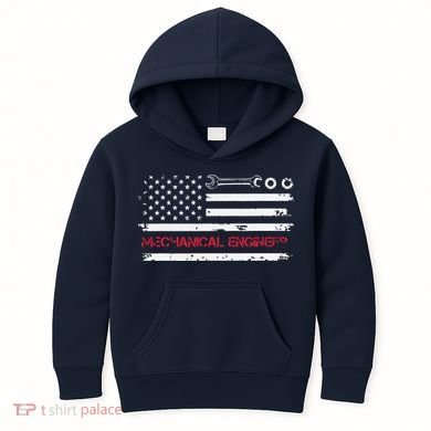 Vintage Mechanical Engineer American Flag Engineering Kids Hoodie