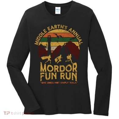 Vintage Middle Earth'S Annual Mordor Fun Run One Does Not Simply Walk Women's Long Sleeve Shirt