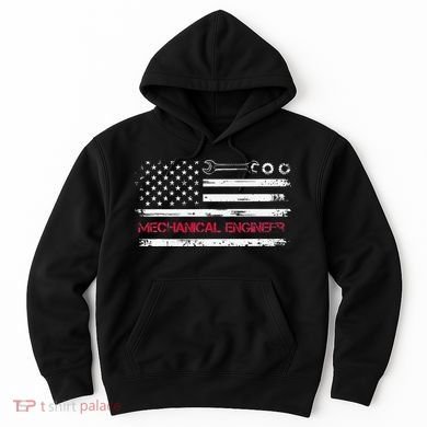 Vintage Mechanical Engineer American Flag Engineering Hoodie