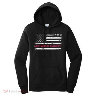 Vintage Mechanical Engineer American Flag Engineering Women's Hoodie