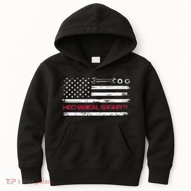 Vintage Mechanical Engineer American Flag Engineering Kids Hoodie