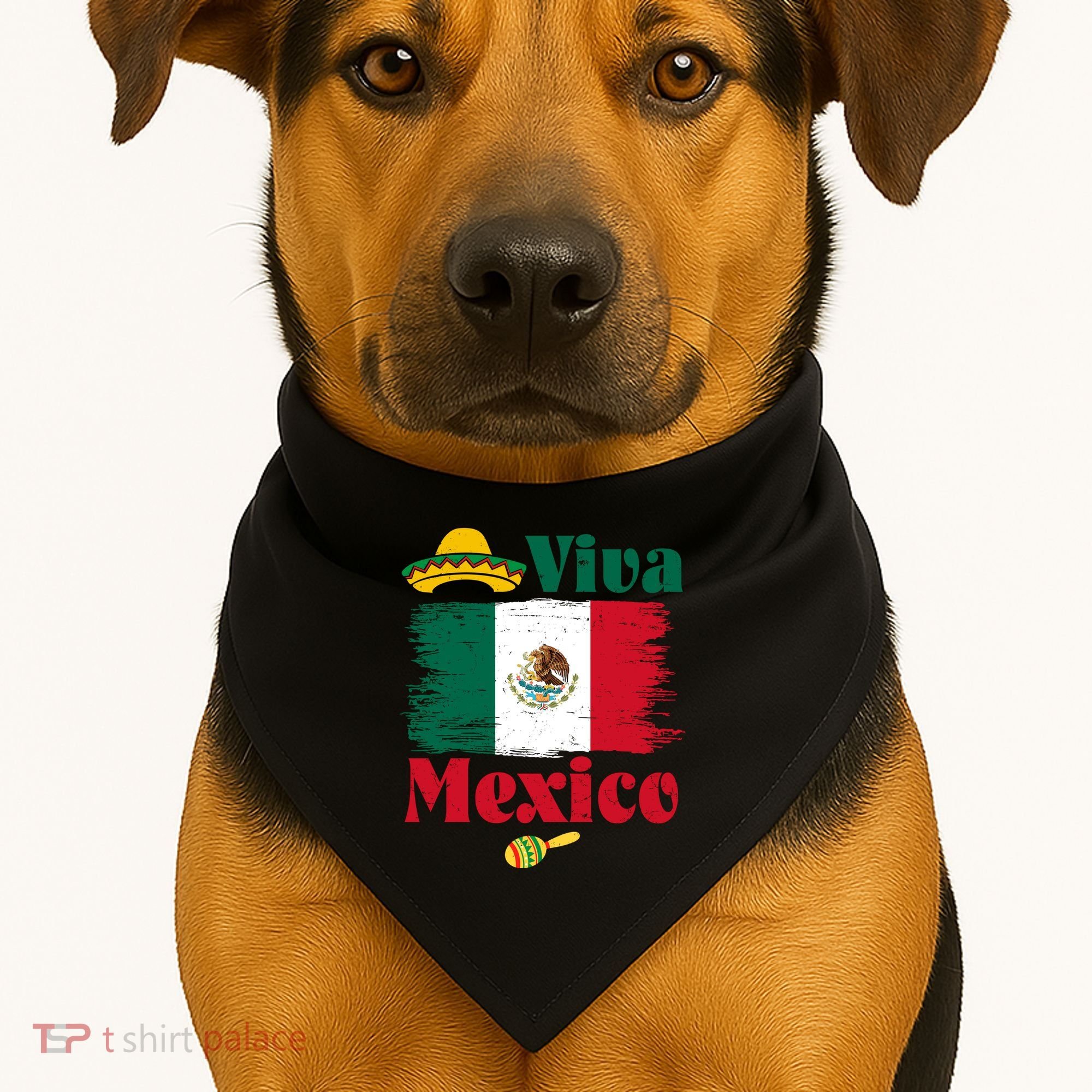 Viva Mexico Flag Mexican Independence Day USA-Made Doggie Bandana