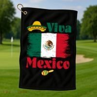 Viva Mexico Flag Mexican Independence Day Golf Towel thumb 1