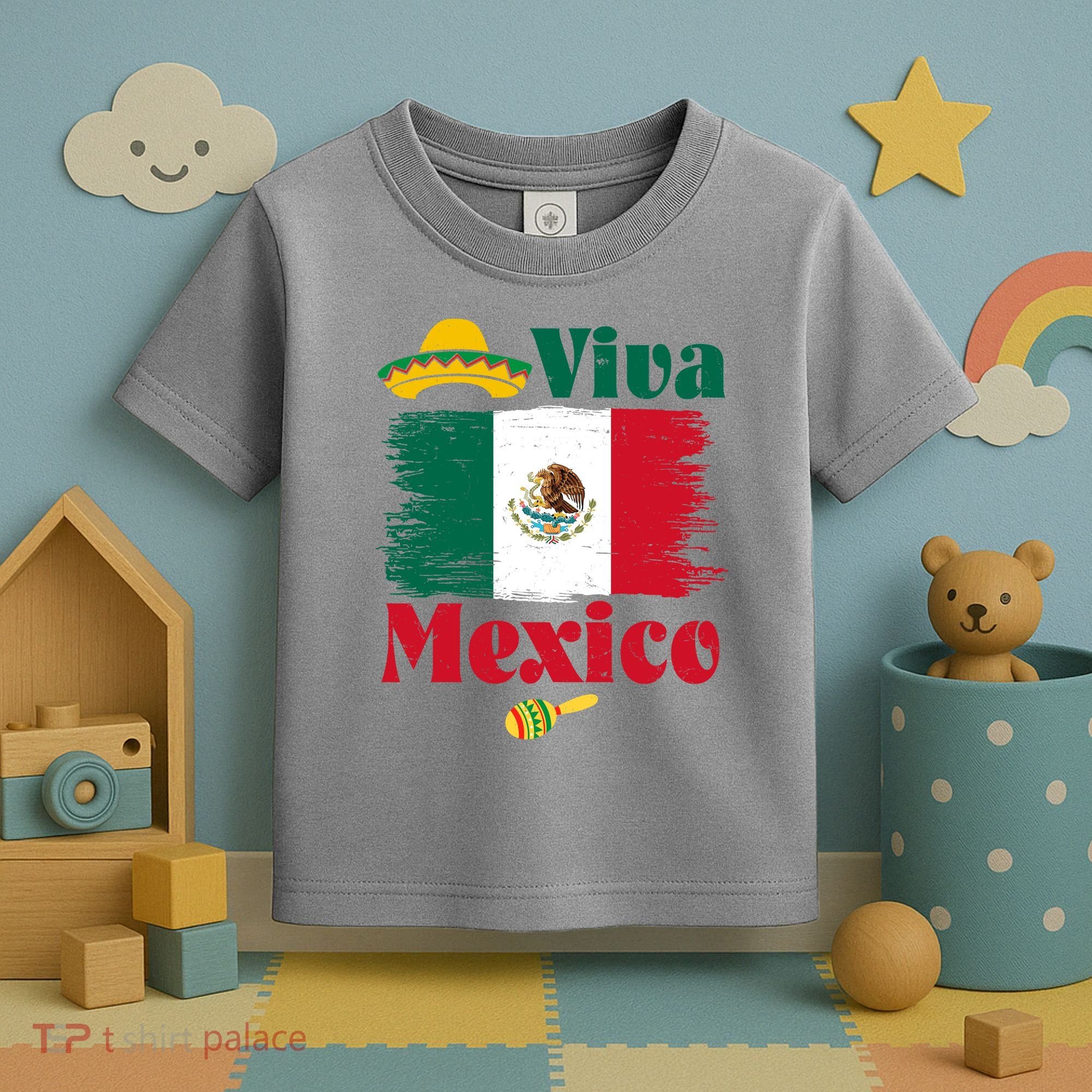 Viva Mexico Flag Mexican Independence Day Toddler T-Shirt