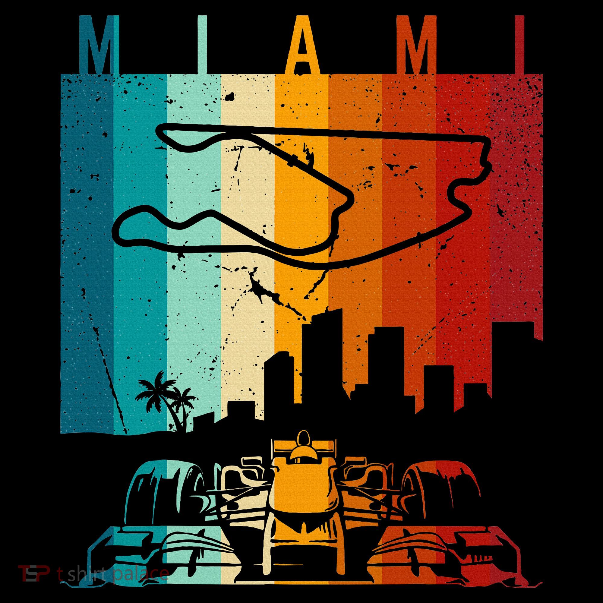 Vintage Miami Formula Racing Track Circuit T-Shirt