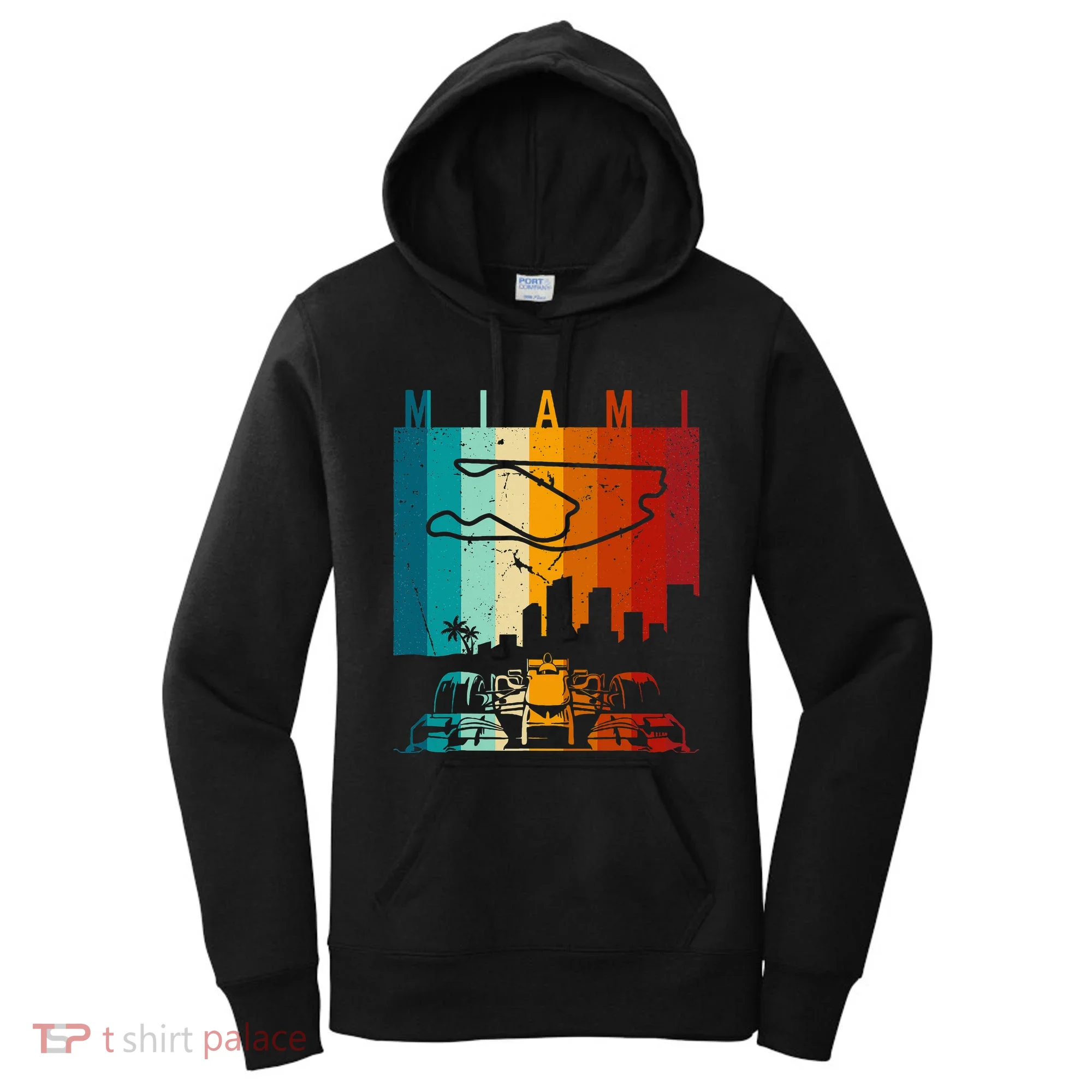 Vintage Miami Formula Racing Track Circuit Women's Hoodie