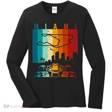 Vintage Miami Formula Racing Track Circuit Women's Long Sleeve Shirt