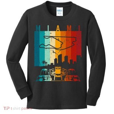 Vintage Miami Formula Racing Track Circuit Kids Long Sleeve Shirt