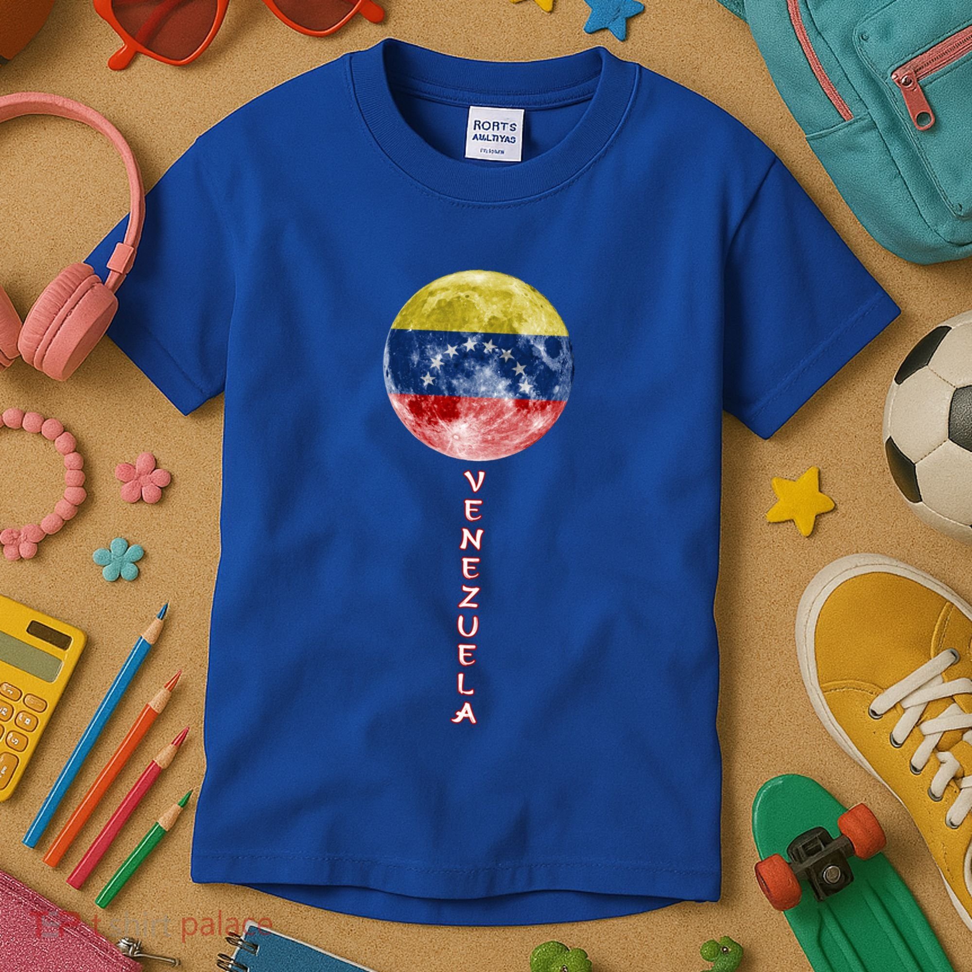 Venezuela Moon Flag Pride Venezuelan Flag Roots Souvenir Gift Kids T-Shirt