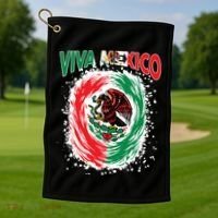 Viva Mexico Flag Mexican Independence Day Golf Towel thumb 1