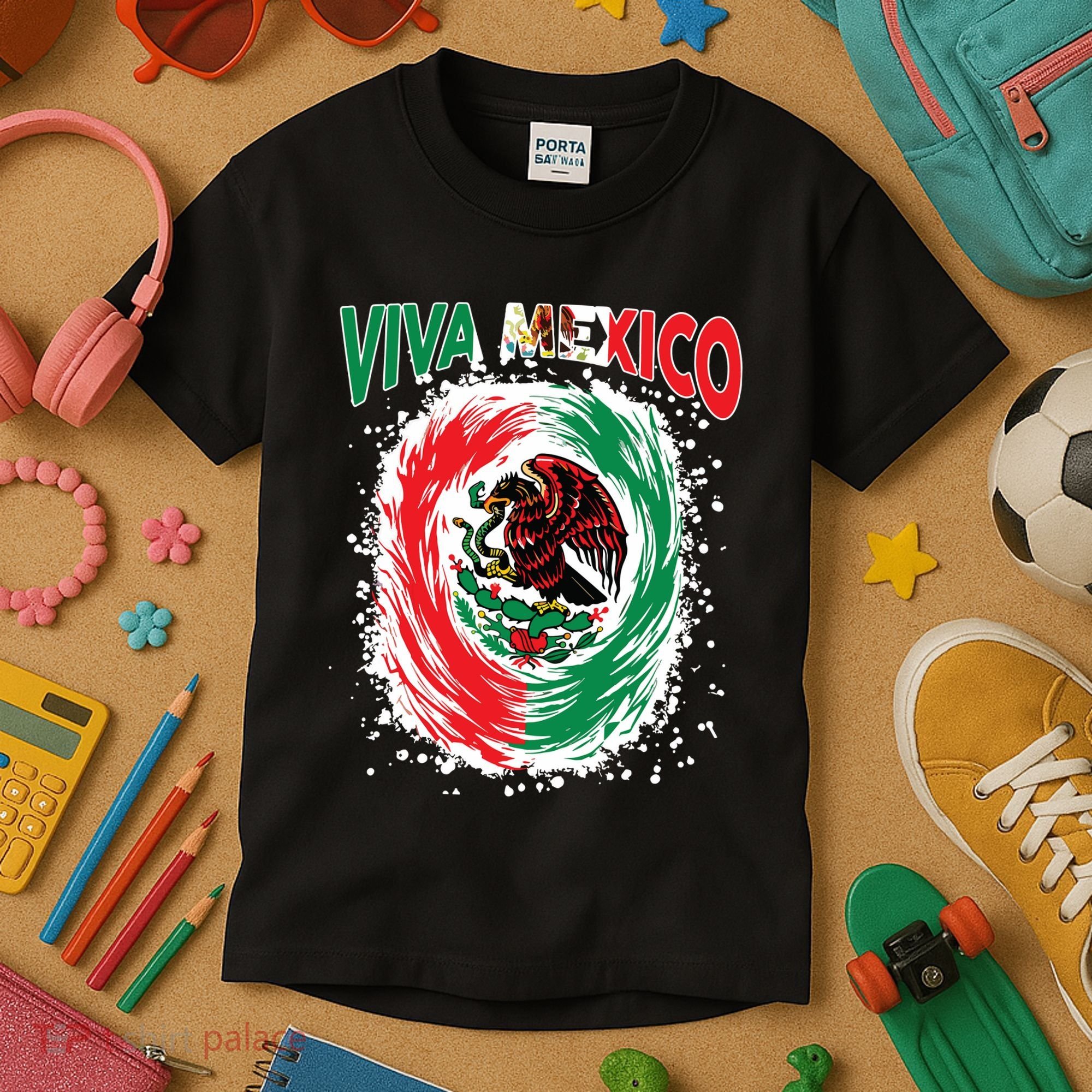 Viva Mexico Flag Mexican Independence Day Kids T-Shirt