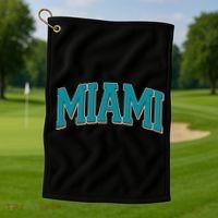 Varsity Miami Football Golf Towel thumb 1