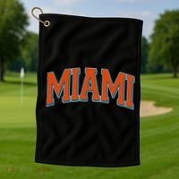 Varsity Miami Football Orange Version Golf Towel thumb 1