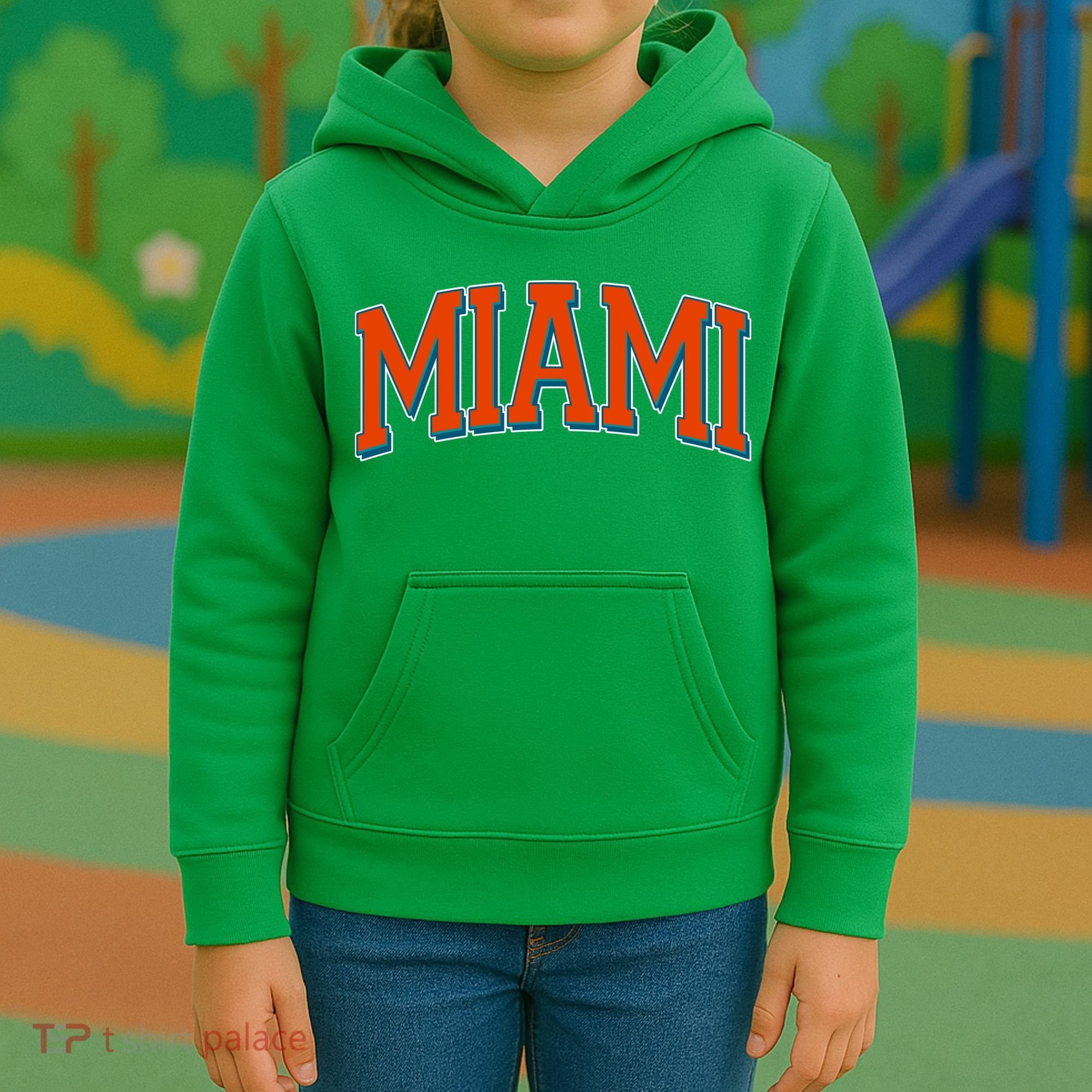 Varsity Miami Football Orange Version Kids Hoodie