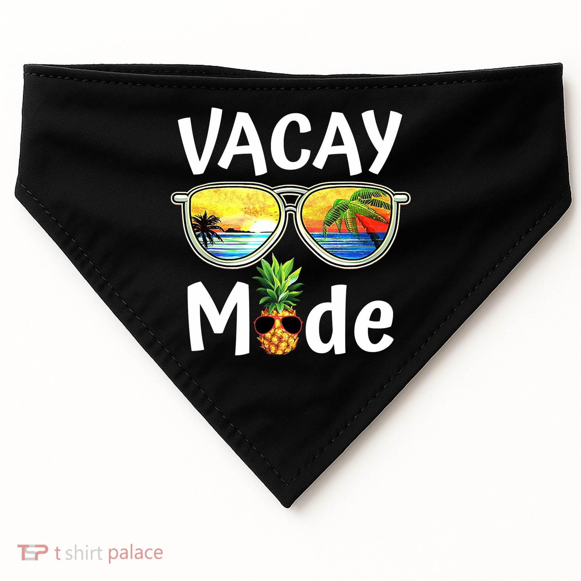 Vacay Mode Family Vacation Summer Sunglasses Beach Pineapple USA-Made Doggie Bandana