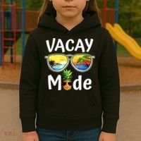 Vacay Mode Family Vacation Summer Sunglasses Beach Pineapple Kids Hoodie thumb 3