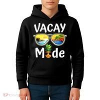 Vacay Mode Family Vacation Summer Sunglasses Beach Pineapple Kids Hoodie thumb 4