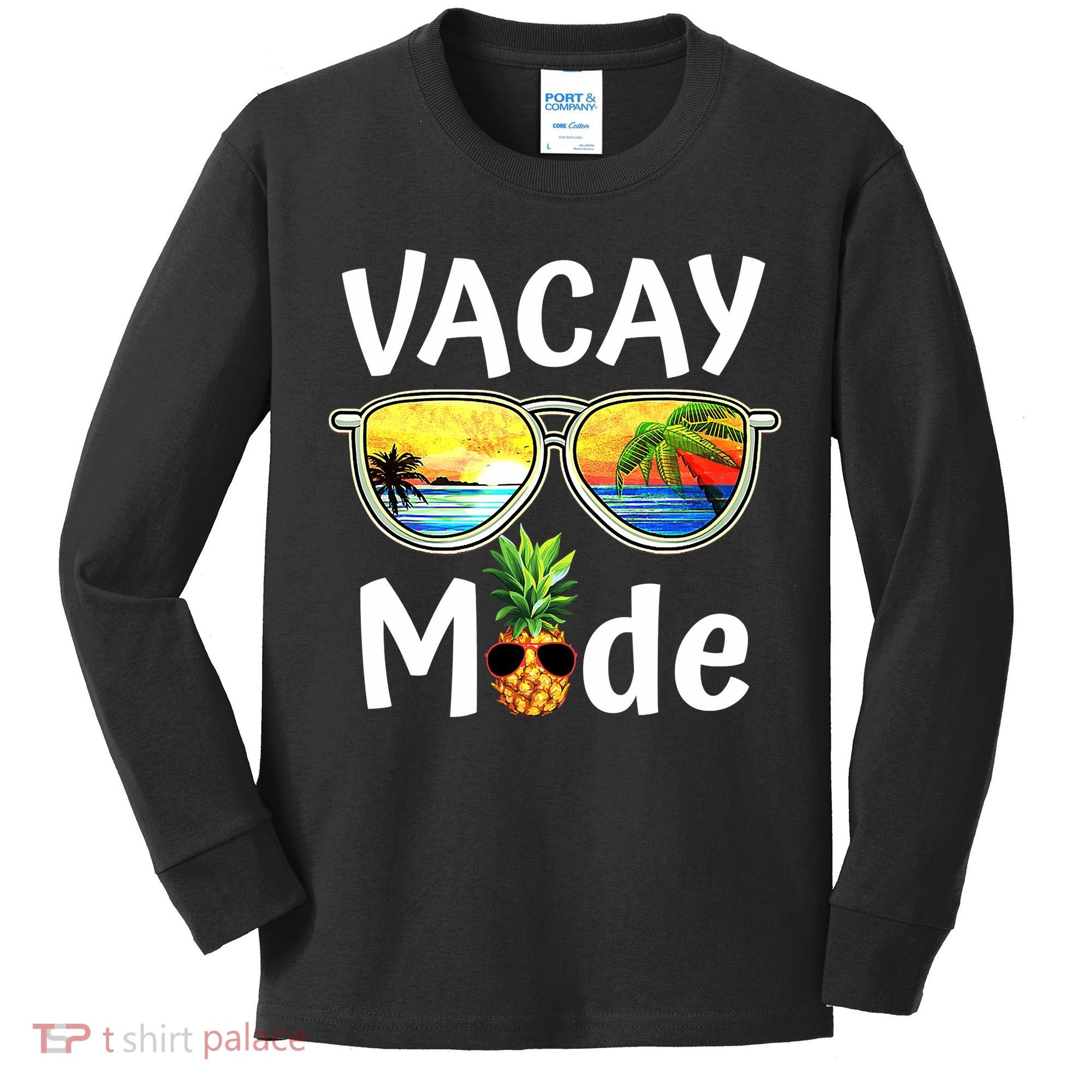 Vacay Mode Family Vacation Summer Sunglasses Beach Pineapple Kids Long Sleeve Shirt