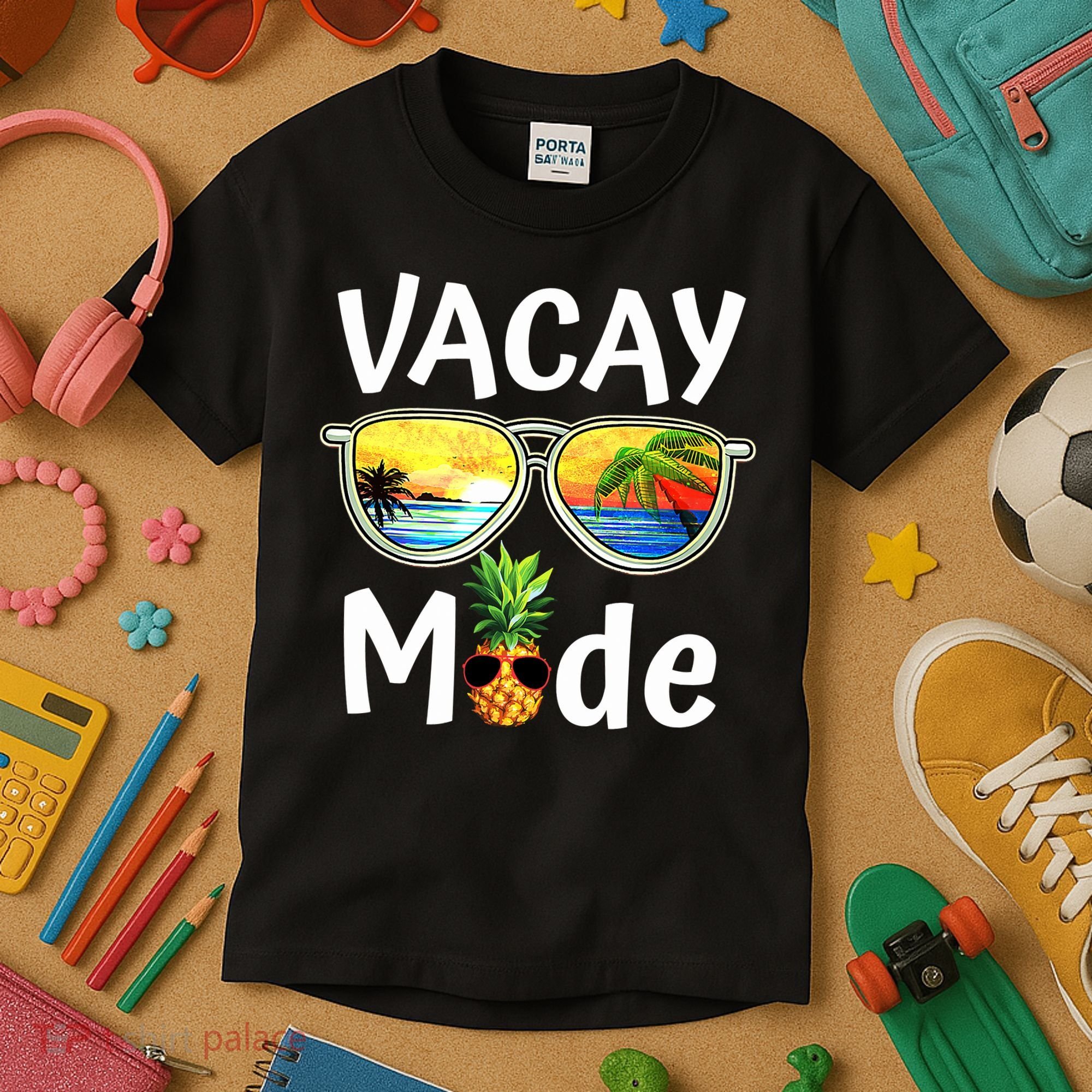 Vacay Mode Family Vacation Summer Sunglasses Beach Pineapple Kids T-Shirt