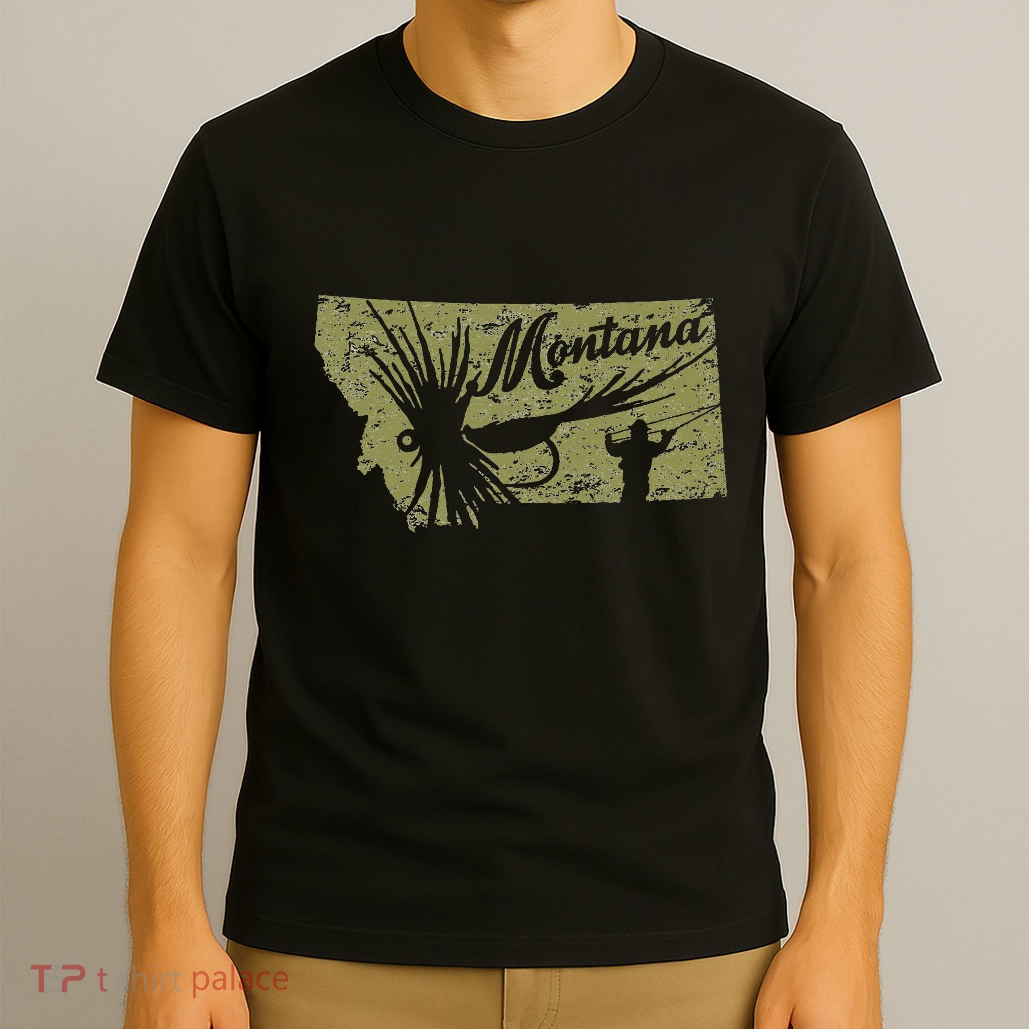 Vintage Montana Fly Fishing Distressed Trout Fishing Trout T-Shirt