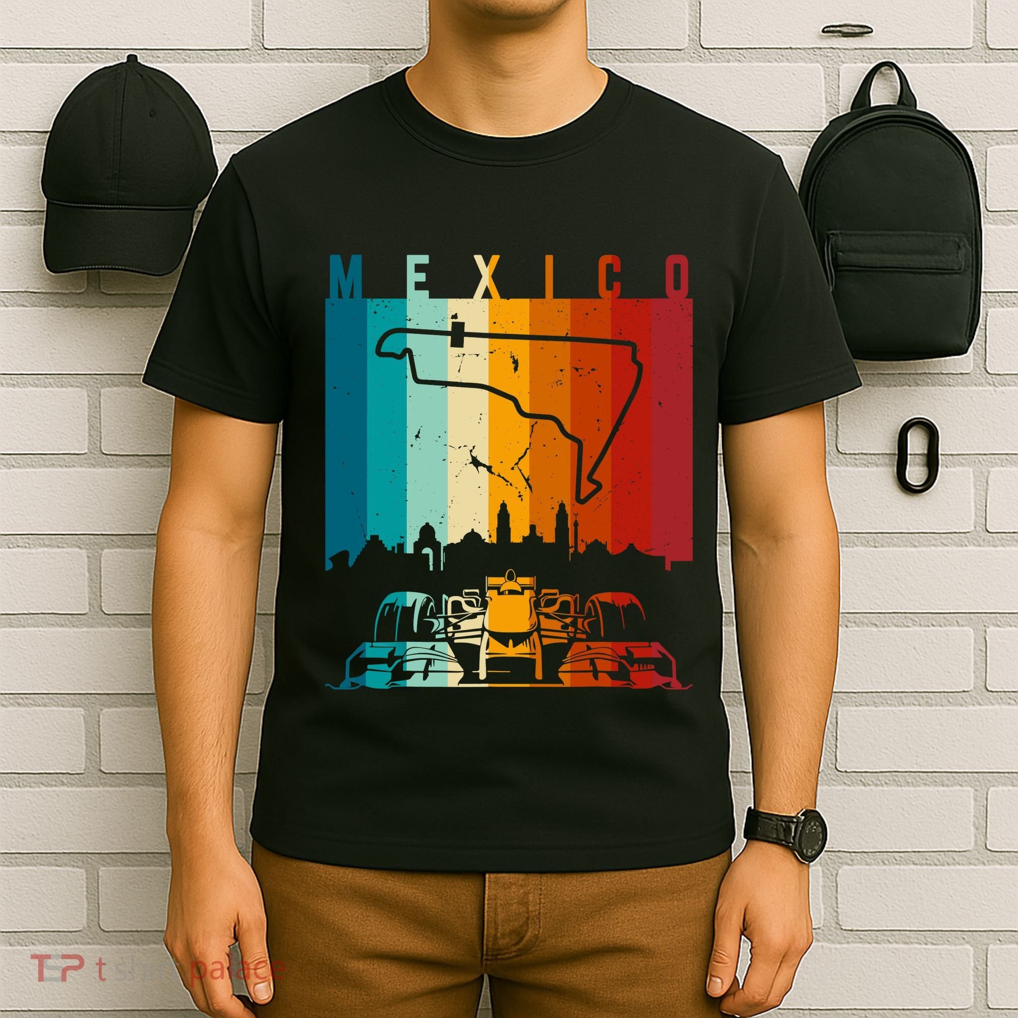 Vintage Mexico Formula Racing Track Circuit Fan T-Shirt