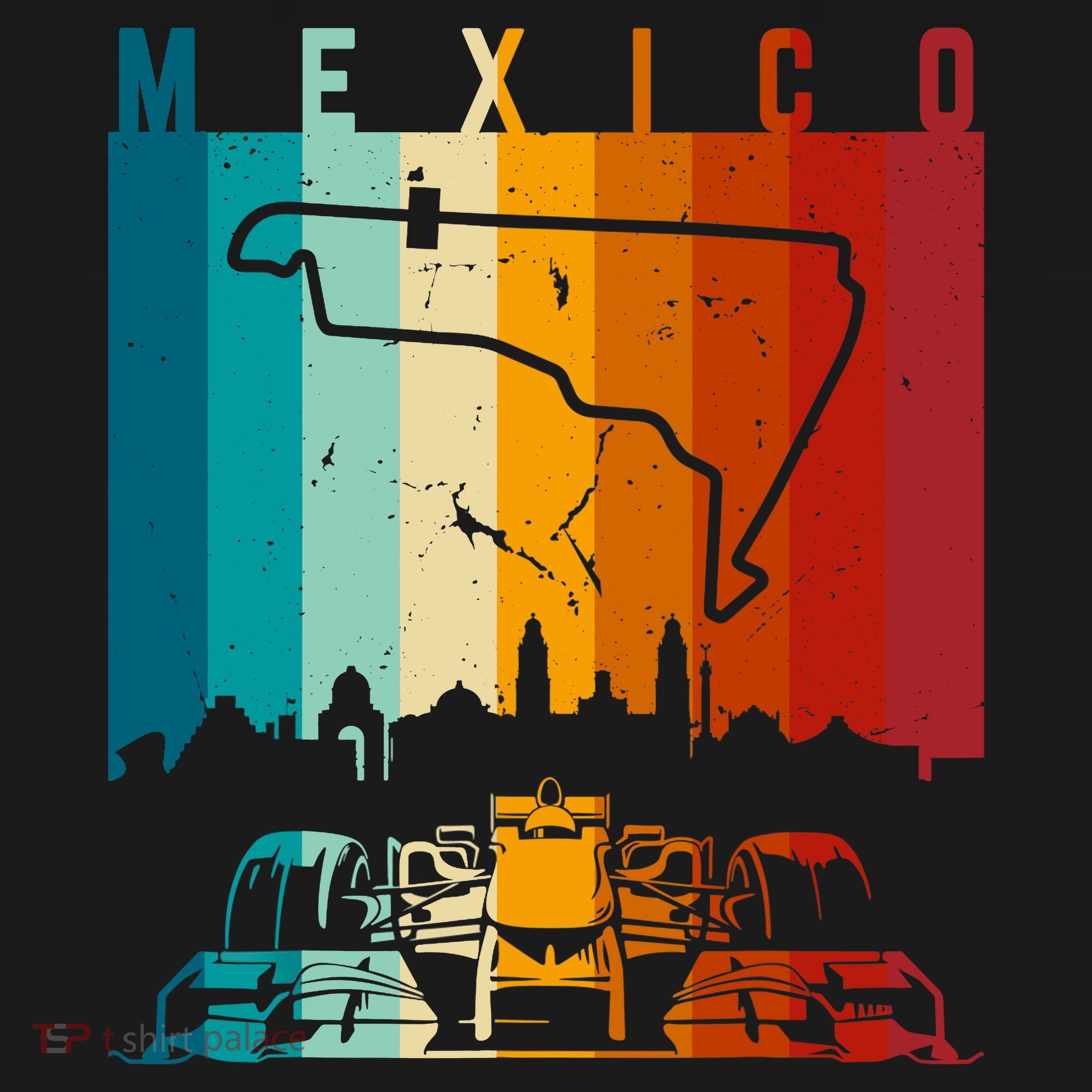 Vintage Mexico Formula Racing Track Circuit Fan T-Shirt