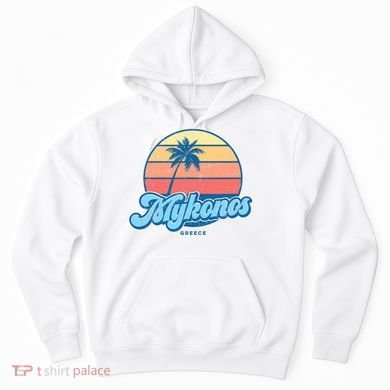 Vintage Mykonos Greece Classic 70s Retro Surfer Hoodie