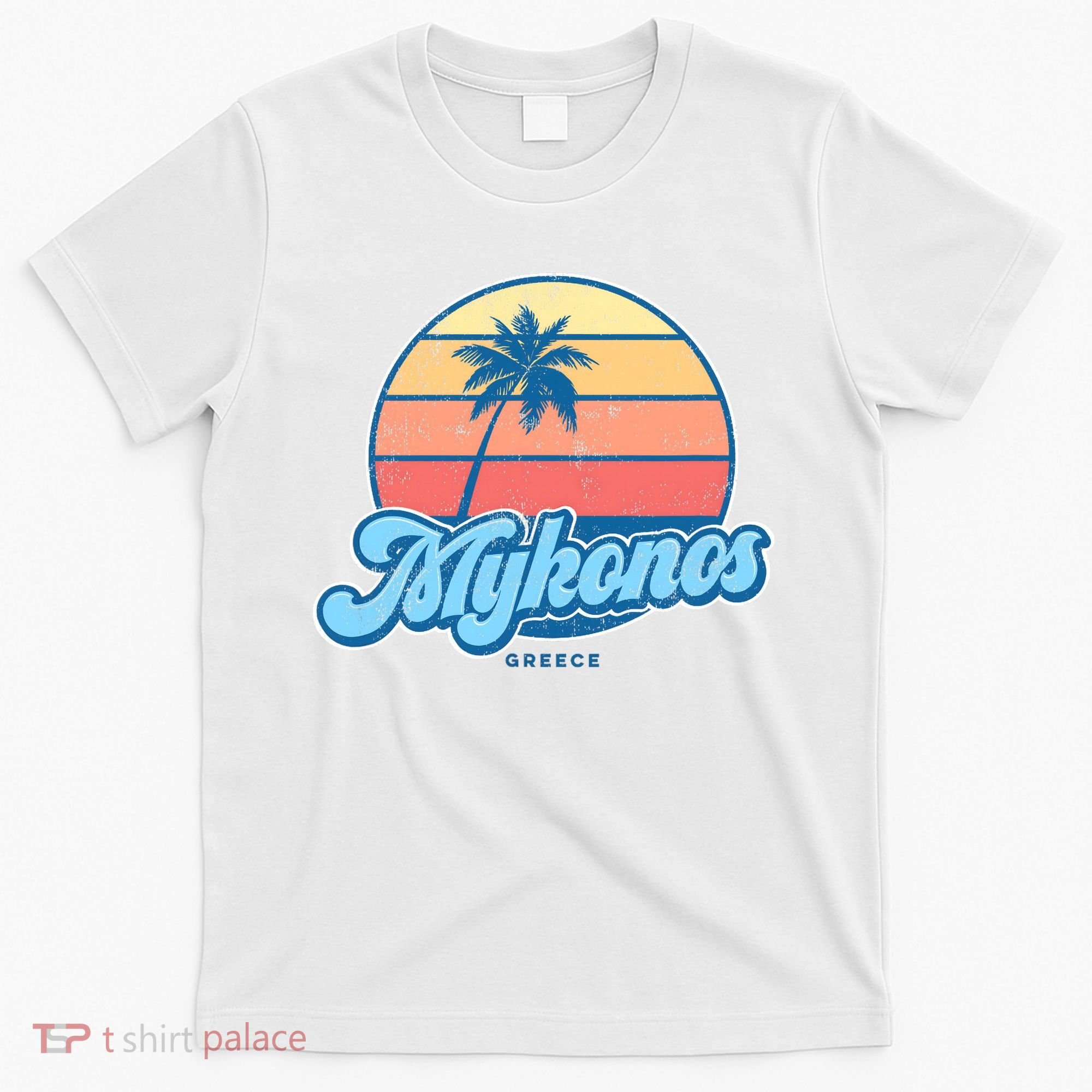 Vintage Mykonos Greece Classic 70s Retro Surfer T-Shirt