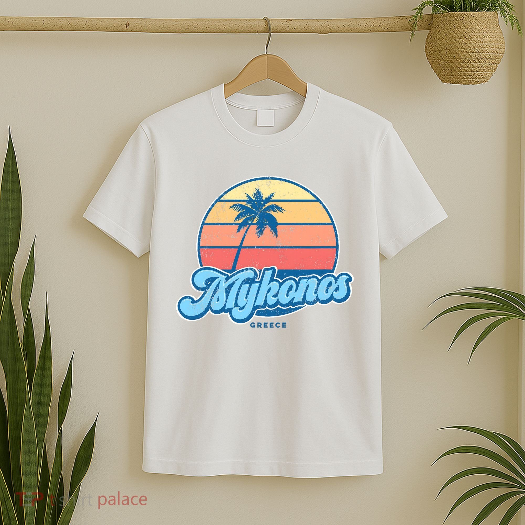 Vintage Mykonos Greece Classic 70s Retro Surfer T-Shirt