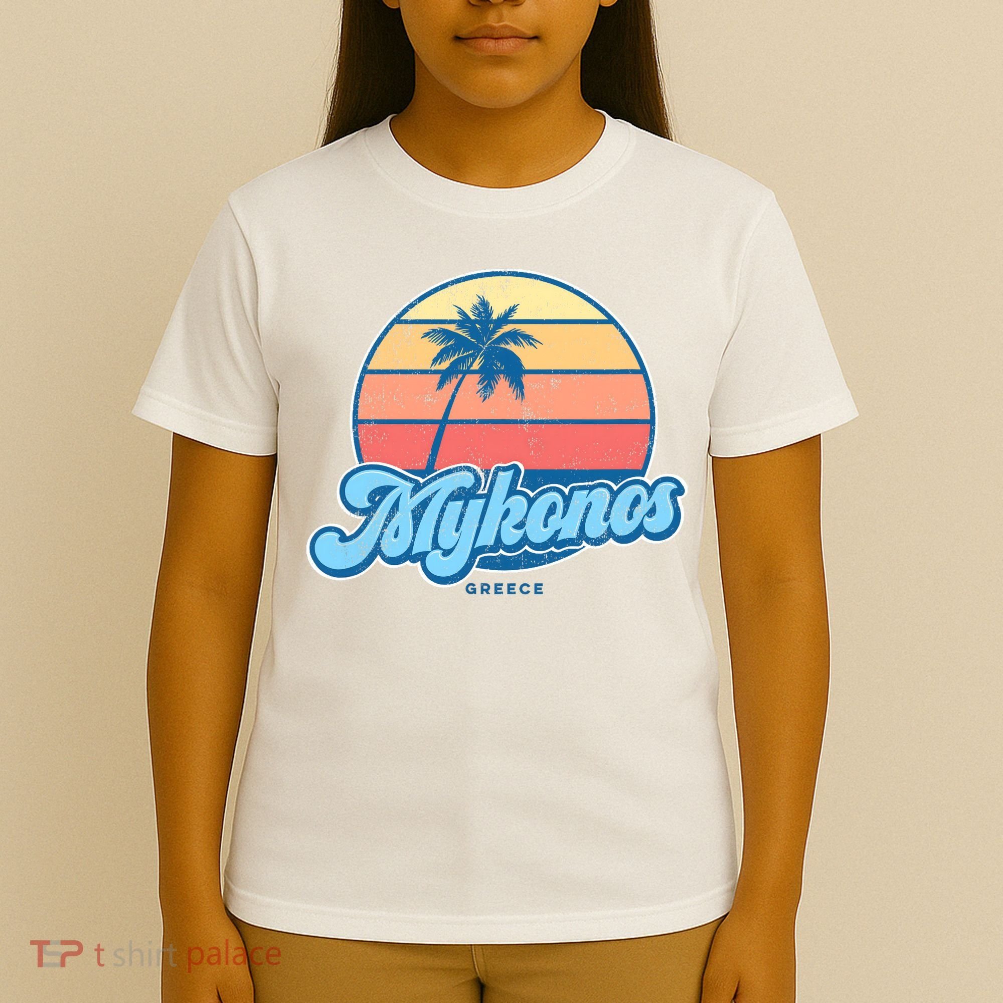 Vintage Mykonos Greece Classic 70s Retro Surfer T-Shirt