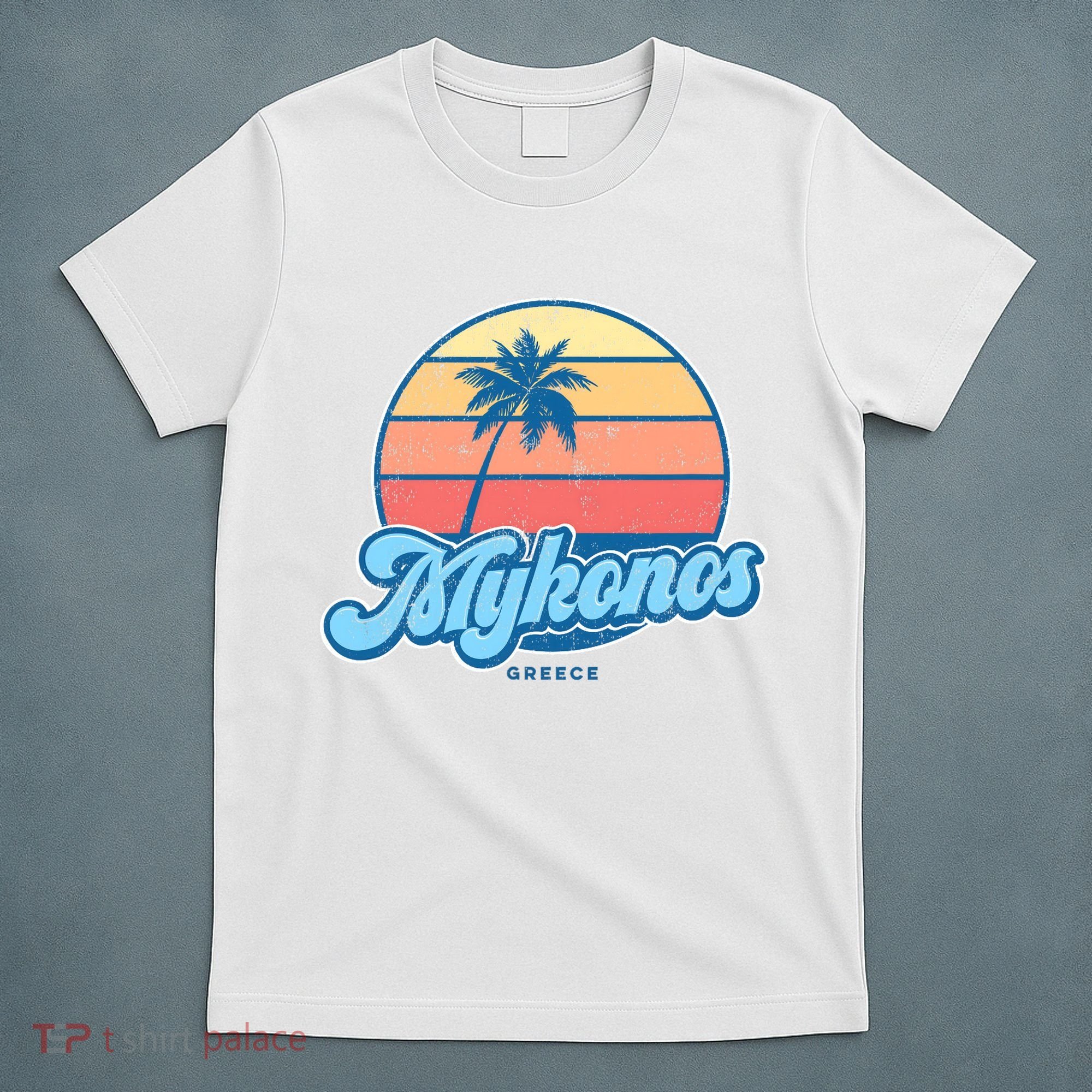 Vintage Mykonos Greece Classic 70s Retro Surfer T-Shirt