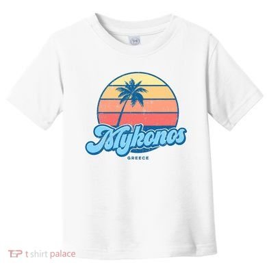 Vintage Mykonos Greece Classic 70s Retro Surfer Toddler T-Shirt