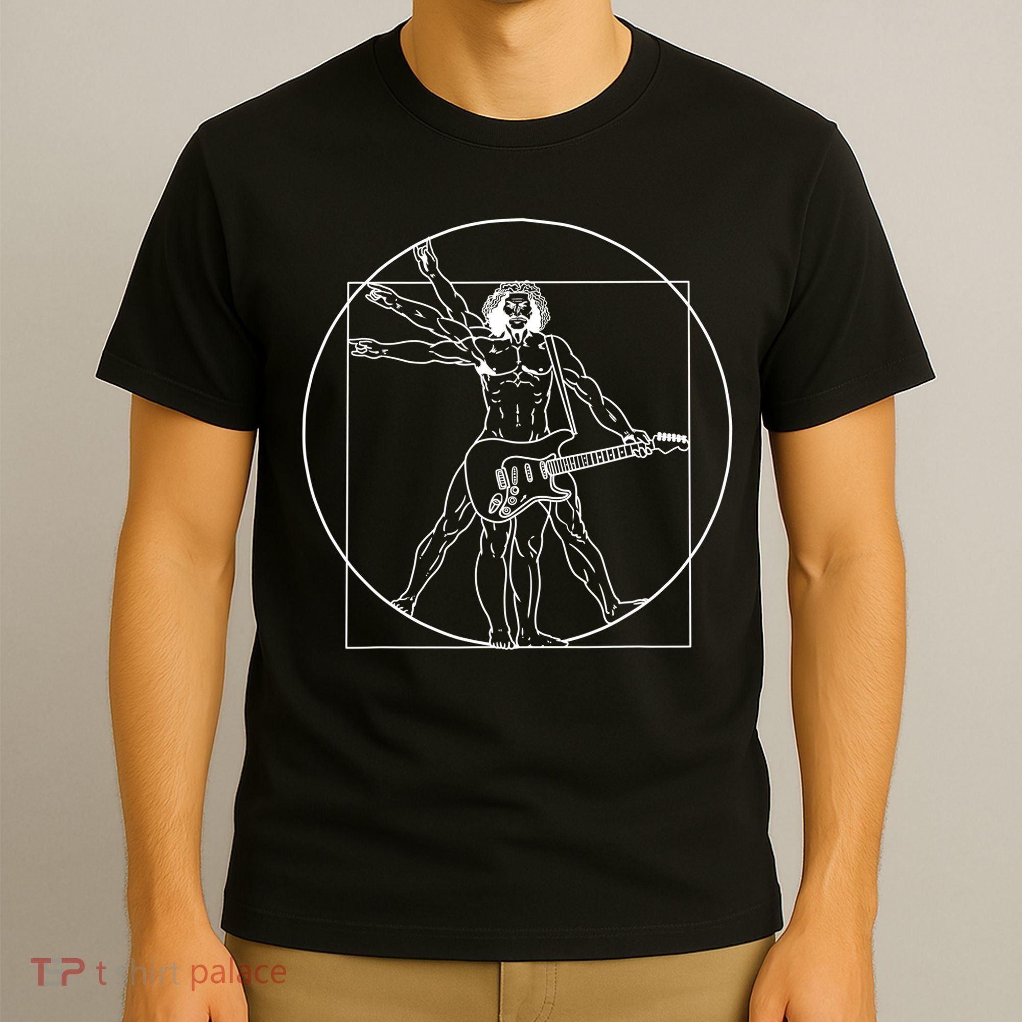 Vitruvian Man Guitar Music Player Da Vinci Guitarist Gift T-Shirt